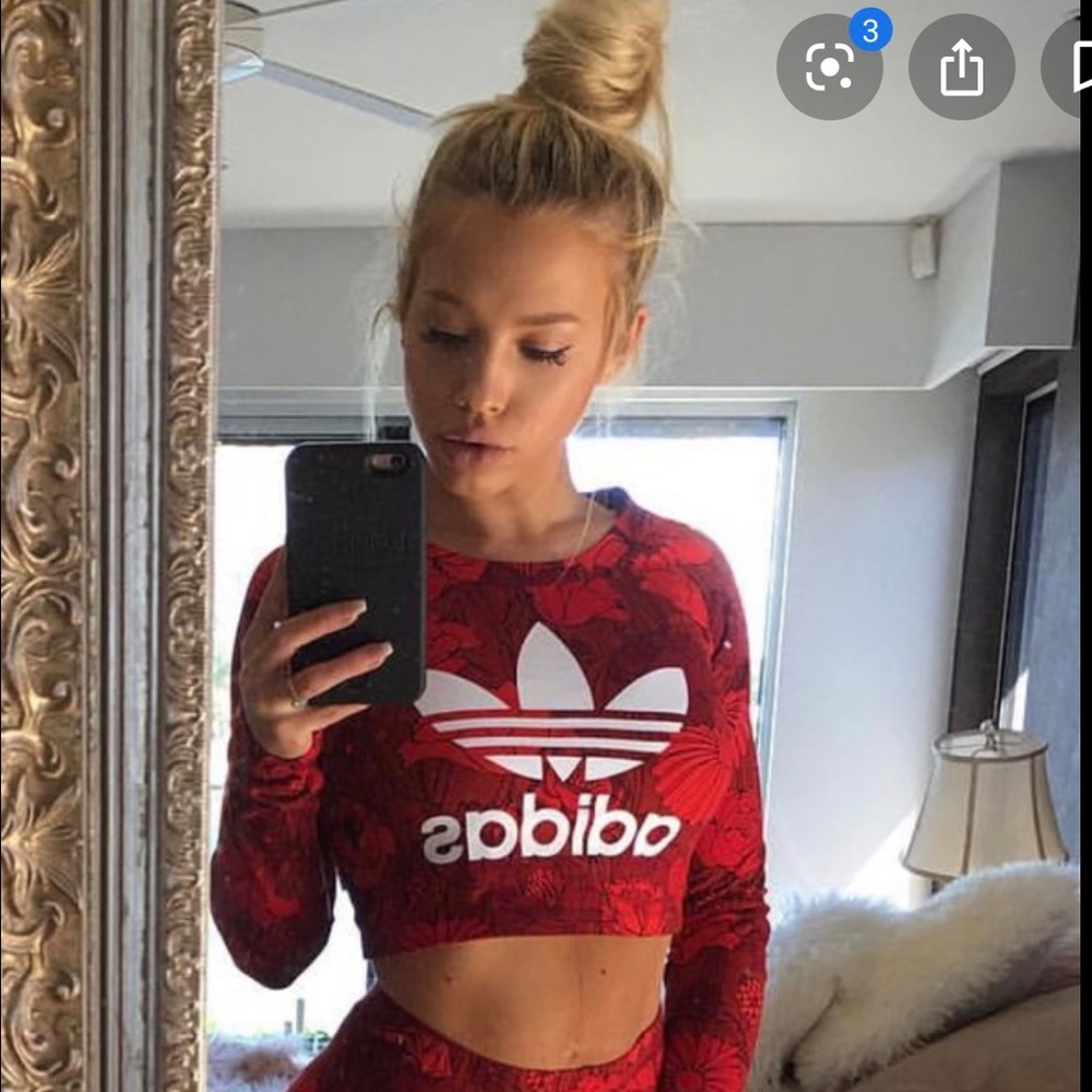 Adidas floral crop top
